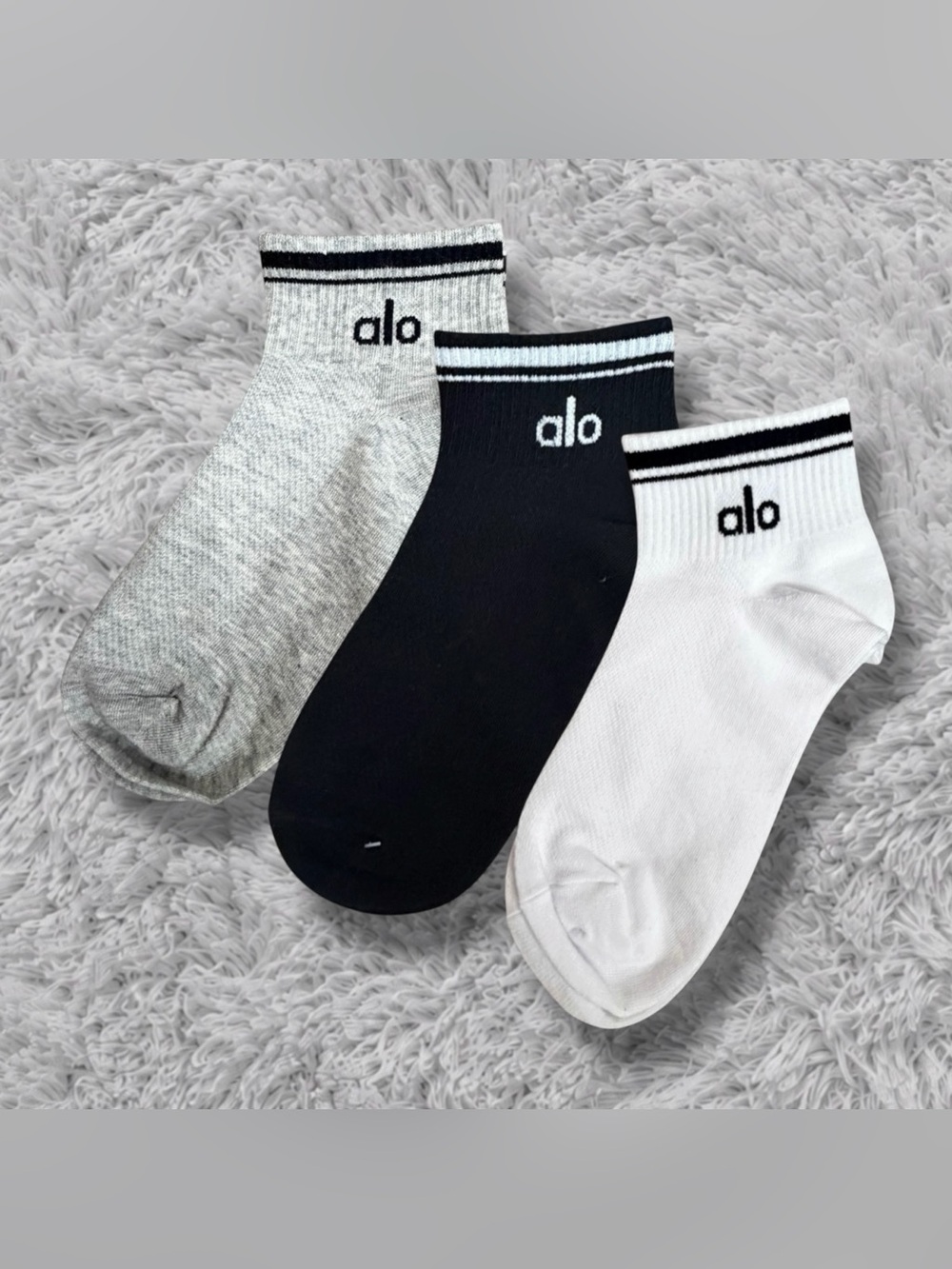 Alo 3 Piece Bundle - Low Cut Ankle Athletic Socks – Women’s Sport Quarter Socks